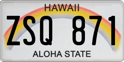 HI license plate ZSQ871