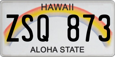 HI license plate ZSQ873