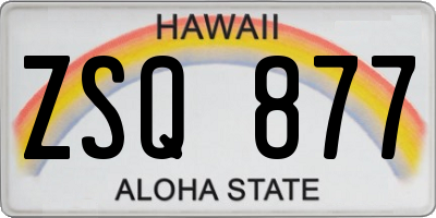 HI license plate ZSQ877