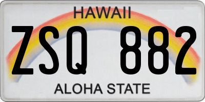 HI license plate ZSQ882