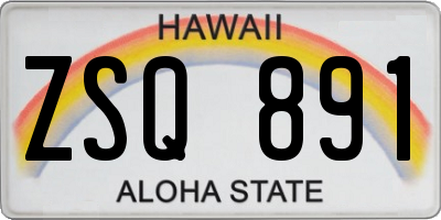 HI license plate ZSQ891