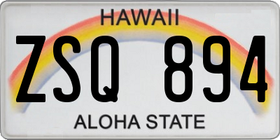 HI license plate ZSQ894