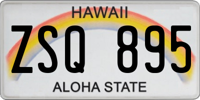 HI license plate ZSQ895