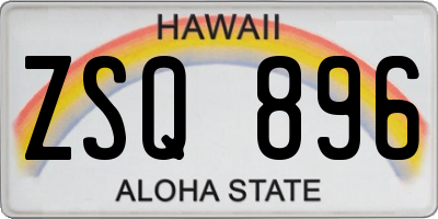 HI license plate ZSQ896