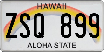HI license plate ZSQ899