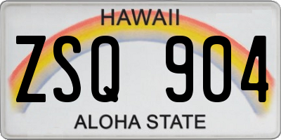 HI license plate ZSQ904
