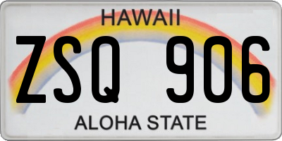 HI license plate ZSQ906