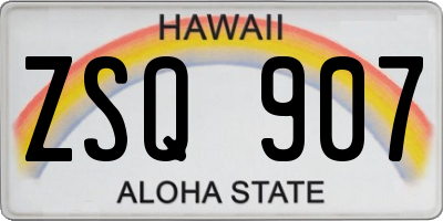 HI license plate ZSQ907
