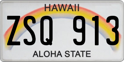 HI license plate ZSQ913