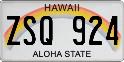 HI license plate ZSQ924