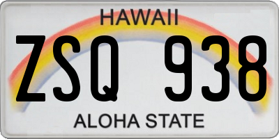HI license plate ZSQ938