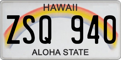 HI license plate ZSQ940