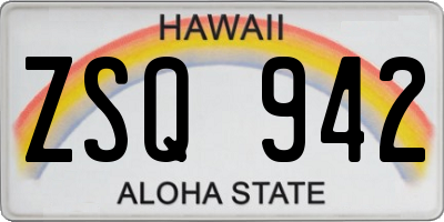 HI license plate ZSQ942