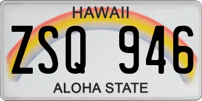 HI license plate ZSQ946