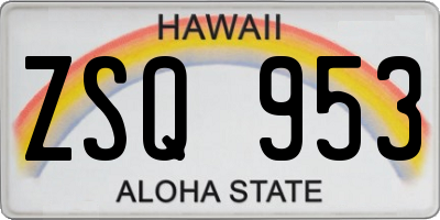 HI license plate ZSQ953