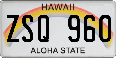 HI license plate ZSQ960
