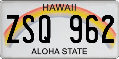 HI license plate ZSQ962