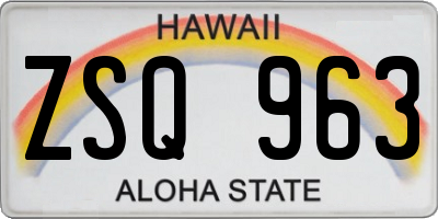 HI license plate ZSQ963