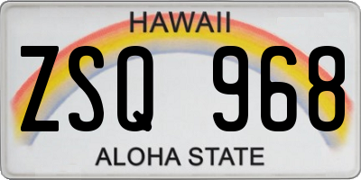 HI license plate ZSQ968