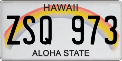 HI license plate ZSQ973