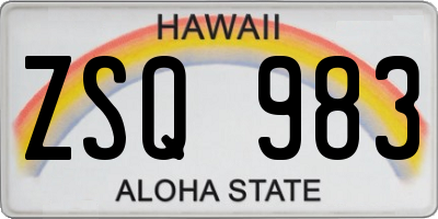 HI license plate ZSQ983