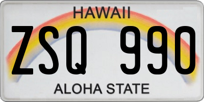 HI license plate ZSQ990