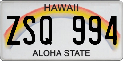 HI license plate ZSQ994