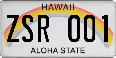 HI license plate ZSR001