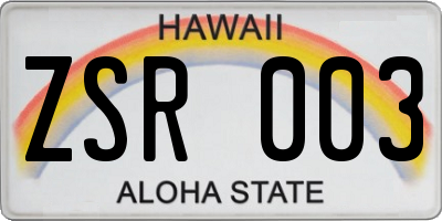 HI license plate ZSR003