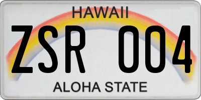 HI license plate ZSR004