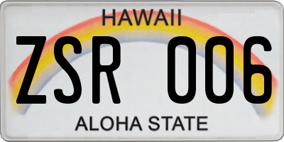 HI license plate ZSR006