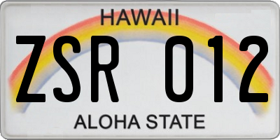 HI license plate ZSR012