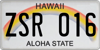 HI license plate ZSR016