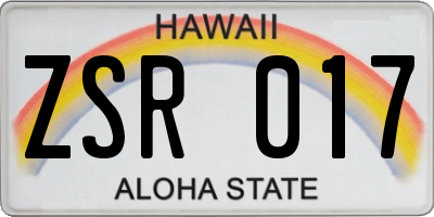 HI license plate ZSR017