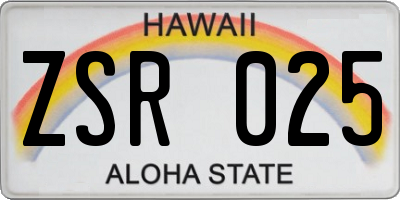 HI license plate ZSR025