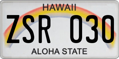 HI license plate ZSR030