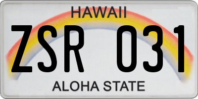 HI license plate ZSR031