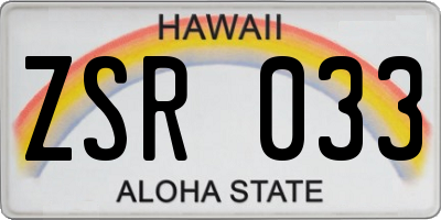 HI license plate ZSR033