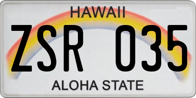 HI license plate ZSR035