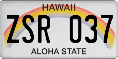 HI license plate ZSR037