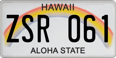HI license plate ZSR061