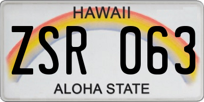 HI license plate ZSR063