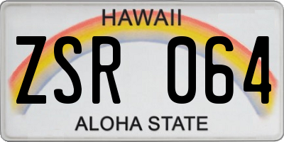 HI license plate ZSR064