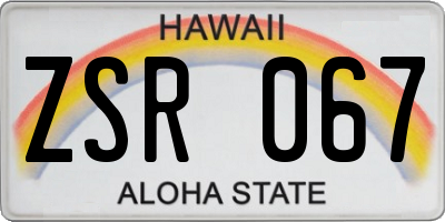 HI license plate ZSR067