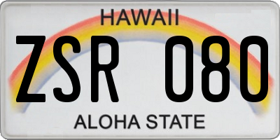 HI license plate ZSR080