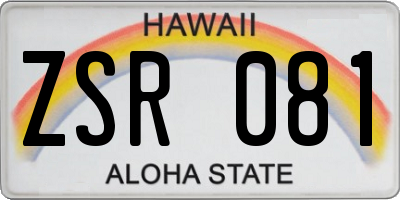 HI license plate ZSR081