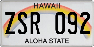 HI license plate ZSR092