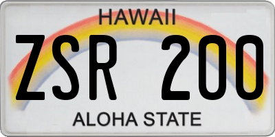 HI license plate ZSR200
