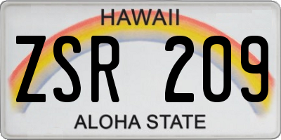 HI license plate ZSR209