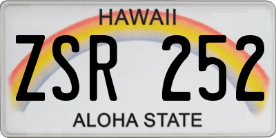 HI license plate ZSR252